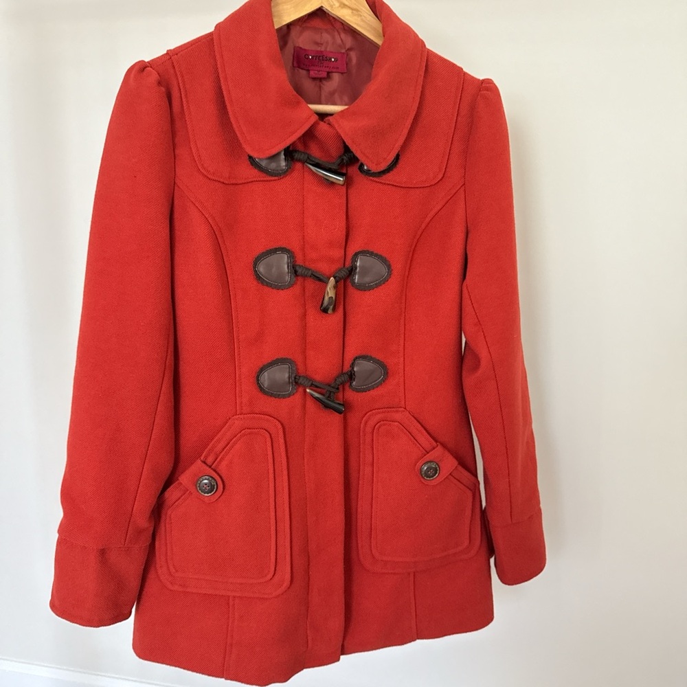 Coffee Shop Santafeny Burnt Orange Peacoat Duffle Jacket Coat M